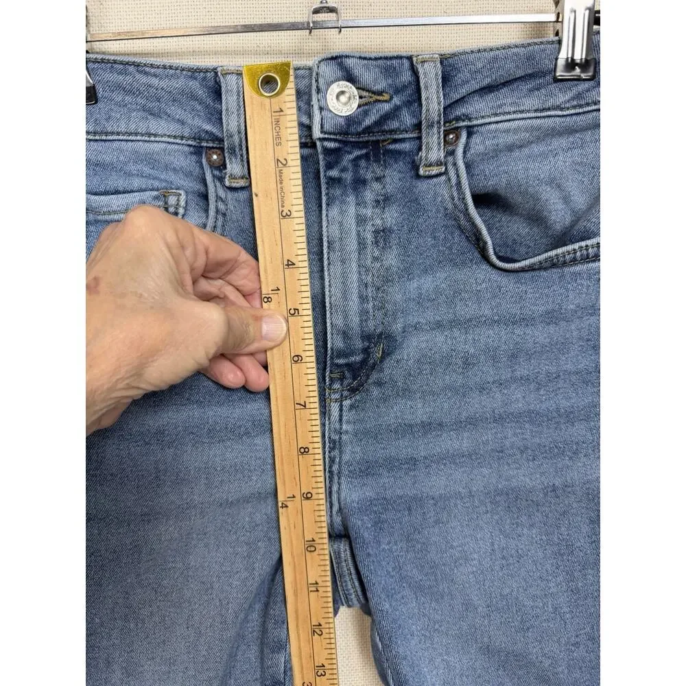 We The Free People Jeans Size 26 High Rise Skinny Stretch Frayed Hem Blue Denim - Picture 8 of 14